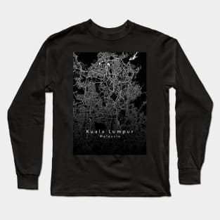 Kuala Lumpur Malaysia City Map dark Long Sleeve T-Shirt